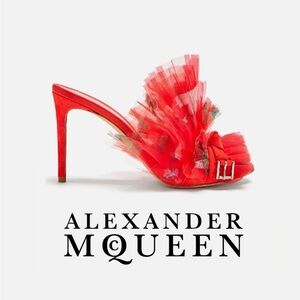 NEW Alexander McQueen Pleated Organza Mules